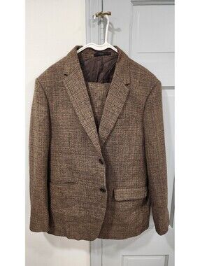 StudioSuits brown tweed plaid suit set 38x32 & 42 Jacket